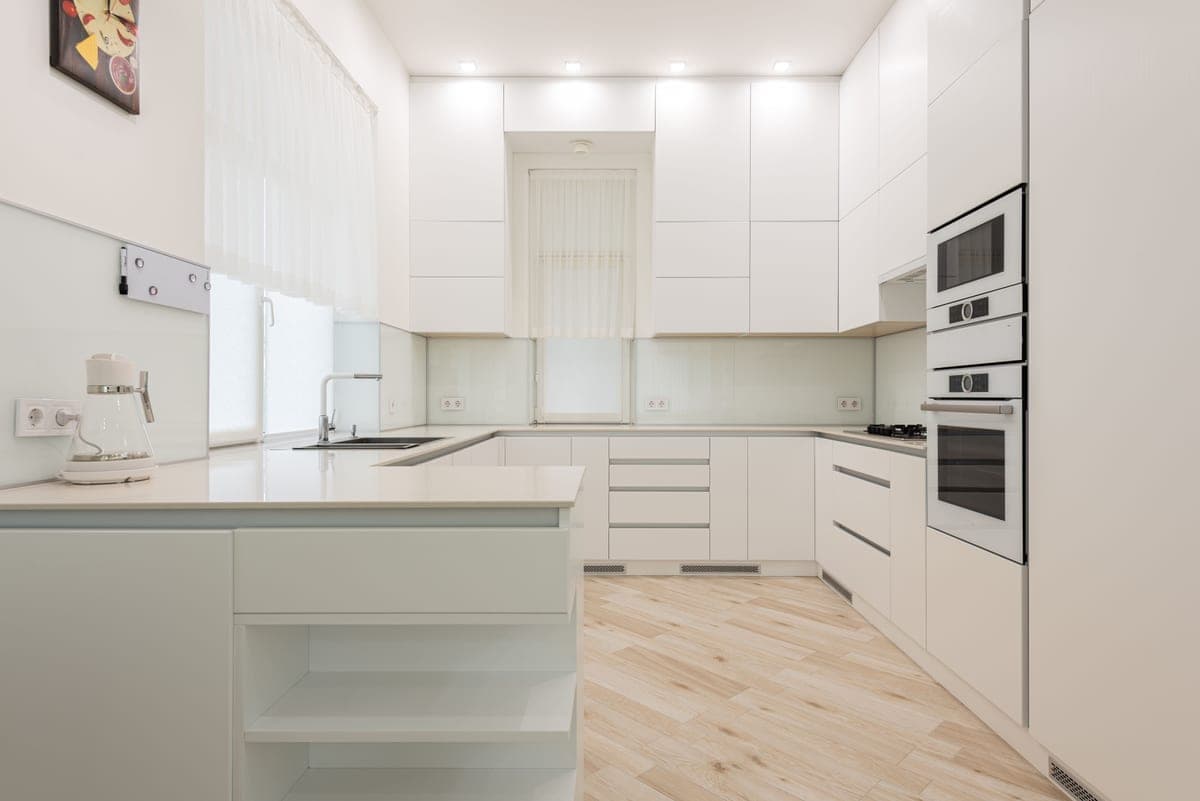 Minimal modern kitchen with built-in storage